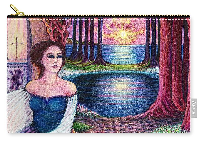 Mythology Zip Pouch featuring the drawing The Dreamer by Debra Hitchcock