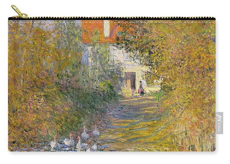 French Zip Pouch featuring the painting The Duck Pond by Claude Monet