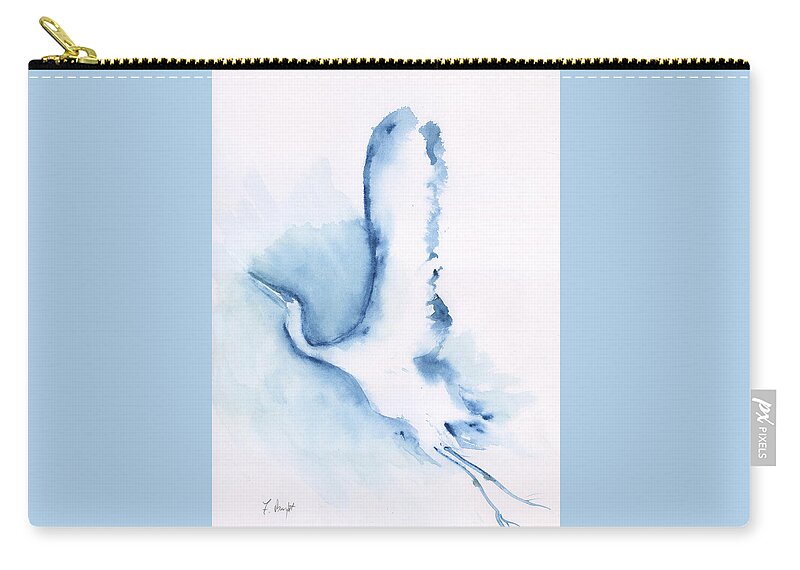 The Egret Take Off Zip Pouch featuring the painting The Egret Take Off by Frank Bright