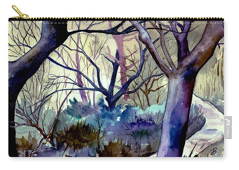 Watercolor Zip Pouch featuring the painting The Enchanted Path by Brenda Owen