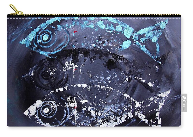 Fish Zip Pouch featuring the painting The End of This is Near by J Vincent Scarpace