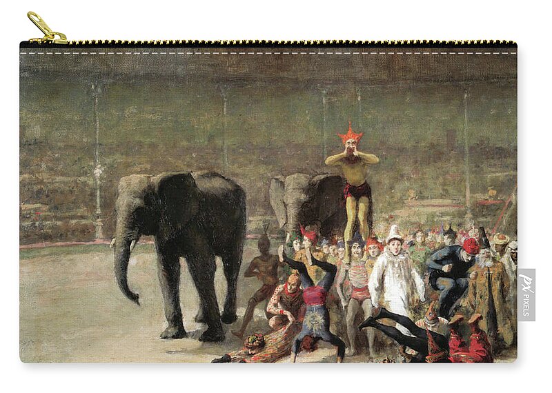 Émile Friant - The Entrance Of The Clowns 1881 Zip Pouch featuring the painting The Entrance of the Clowns by emile Friant