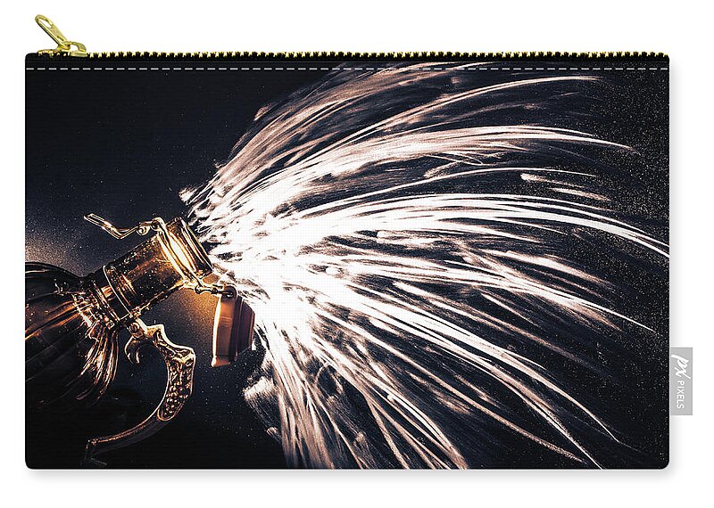 Beer Growler Zip Pouch featuring the photograph The Exploding Growler by David Sutton