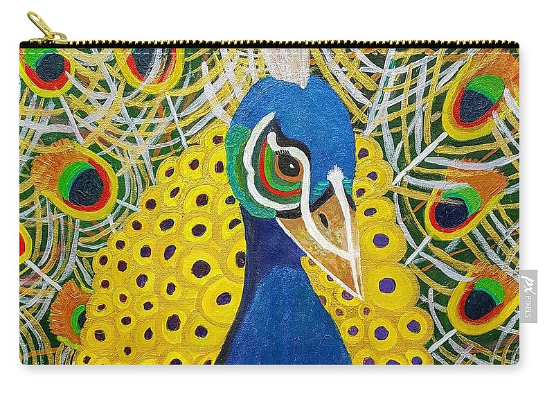 Peacock Zip Pouch featuring the painting The Eye of the Peacock by Margaret Harmon