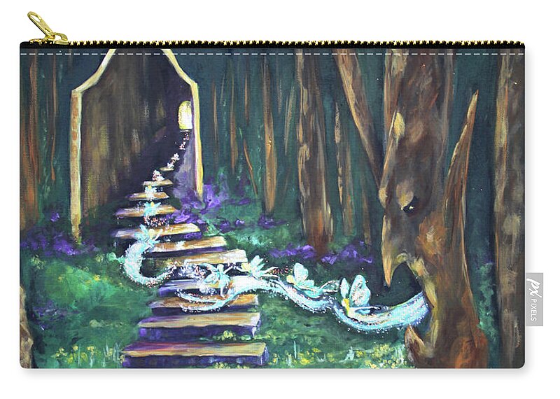 Fairy Zip Pouch featuring the painting The Faery Gate by Diana Haronis