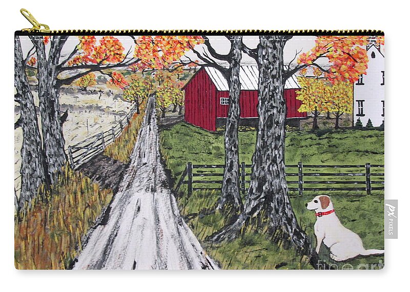 Farm Zip Pouch featuring the painting Sadie The Farm Dog by Jeffrey Koss