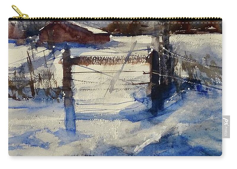 Farm Zip Pouch featuring the painting The Farm on Barry by Sandra Strohschein