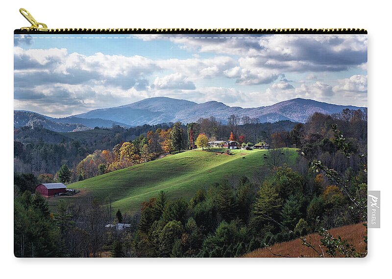 Farm In The Mountains Zip Pouch featuring the photograph The Farm On The Hill by Louise Lindsay