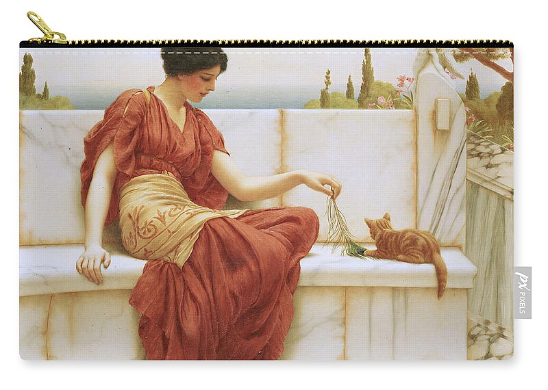 The Favorite Zip Pouch featuring the painting The Favorite by John William Godward