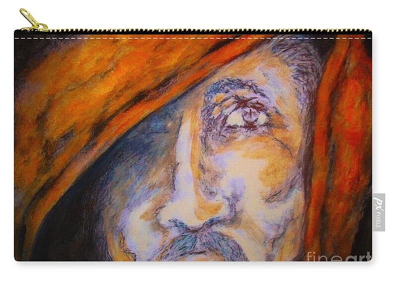 Fighter Boxer Champ Sports Orange Cape Contender Undefeated Boxing Zip Pouch featuring the mixed media The Final Fight by Liz Lafalce