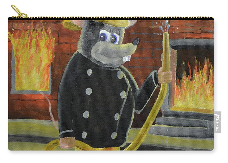 Fire Rat Zip Pouch featuring the painting The Fire Rat by Winton Bochanowicz