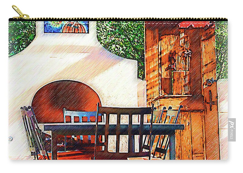 Outdoor Zip Pouch featuring the digital art The Fireplace, Table And Door by Kirt Tisdale