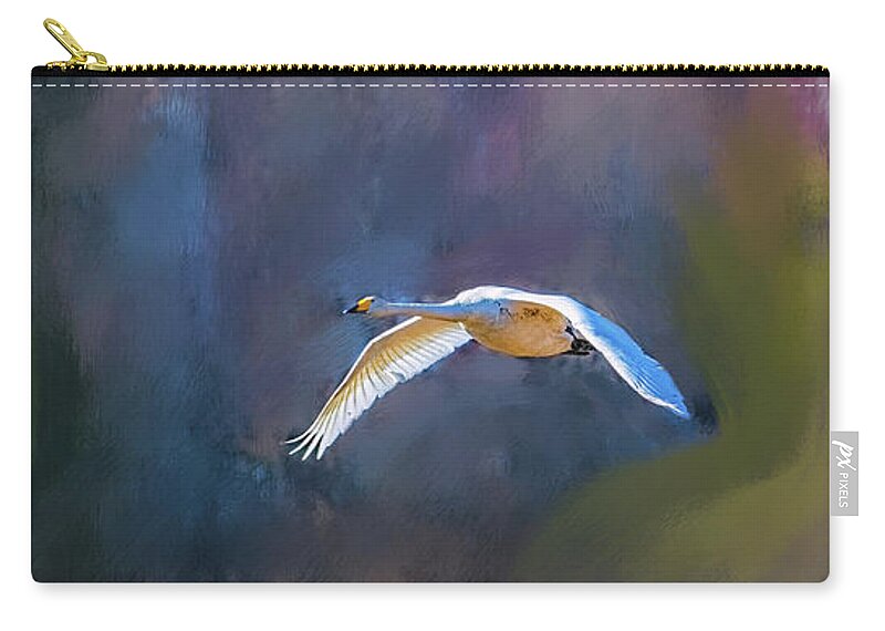 Swan Zip Pouch featuring the photograph The first one 2018 #h4 by Leif Sohlman