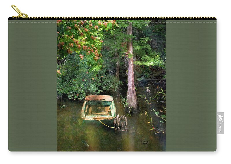 Fishing Zip Pouch featuring the digital art The Fishing Hole by Sandra Schiffner