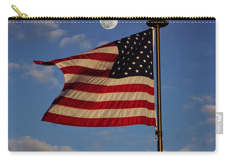 Flag Zip Pouch featuring the photograph The Flag by Dennis Dugan