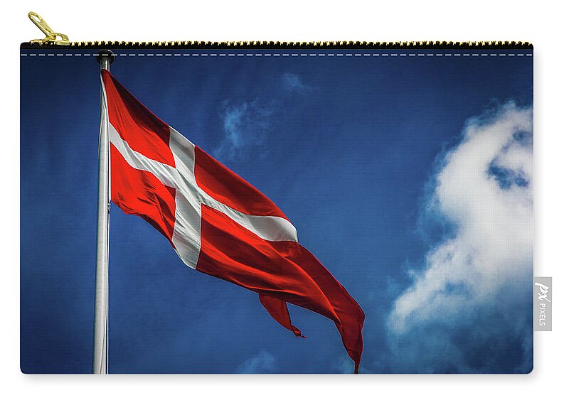Flag Zip Pouch featuring the photograph The Flag of Denmark by Andrew Matwijec