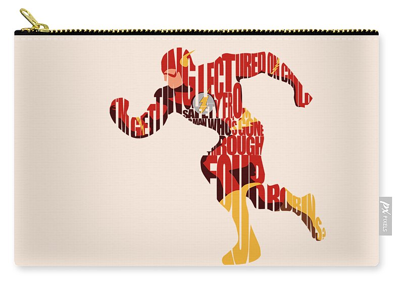 Flash Zip Pouch featuring the digital art The Flash by Inspirowl Design