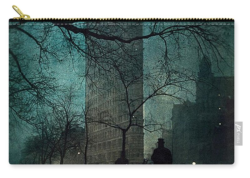 The Flatiron Building Zip Pouch featuring the painting The Flatiron Building by Edward Steichen