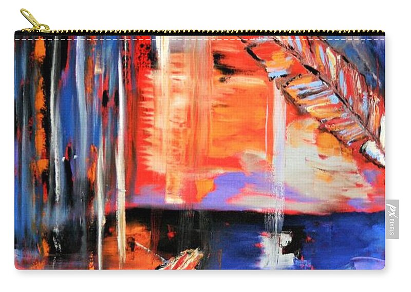 Orange Zip Pouch featuring the painting The Flight by Tracey Lee Cassin