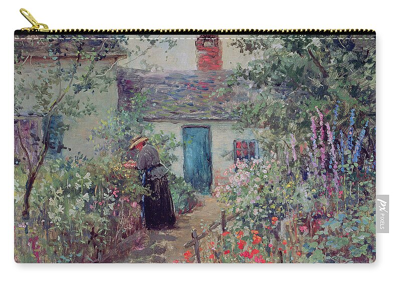 The Flower Garden Zip Pouch featuring the painting The Flower Garden by Abbott Fuller Graves