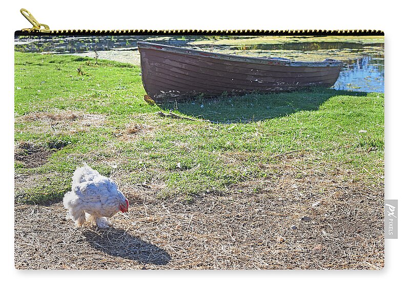 Chicken Zip Pouch featuring the photograph The Fluffy Chicken Silk by Toby McGuire