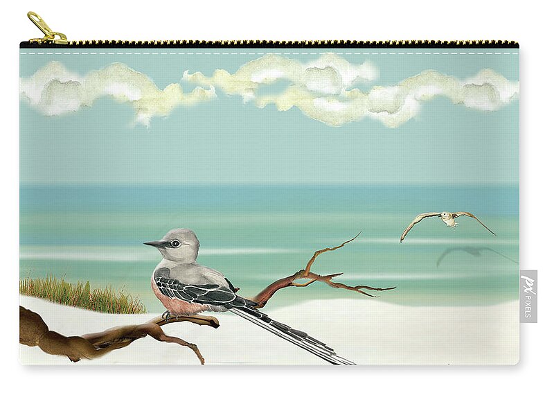 Ocean Zip Pouch featuring the painting The Flycatcher by Anne Beverley-Stamps