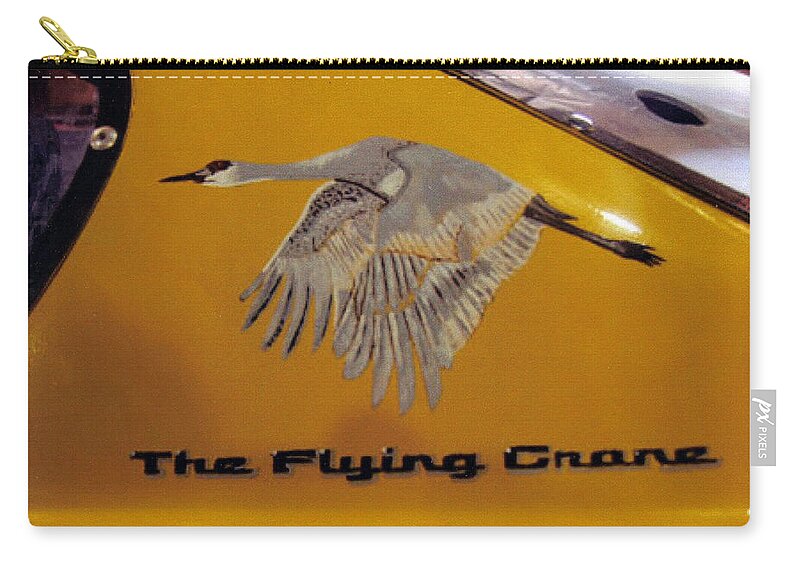 Nascar Zip Pouch featuring the painting The Flying Crane by Richard Le Page