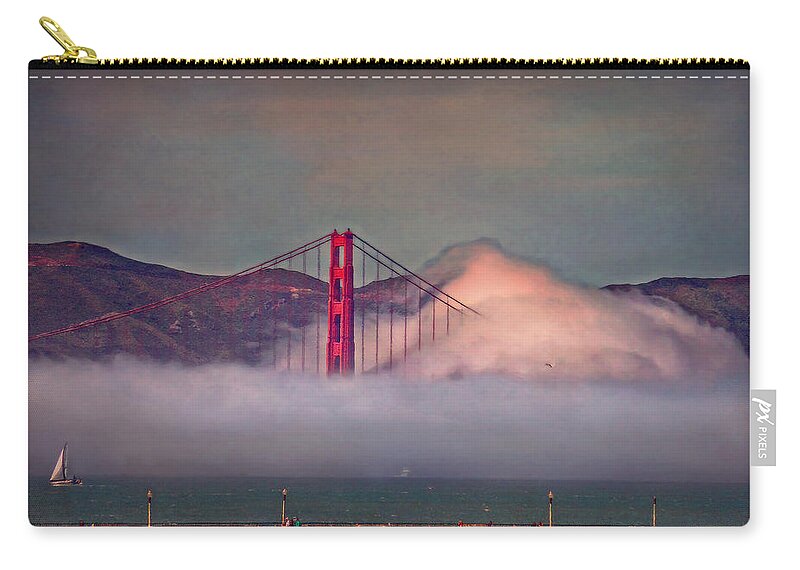 Golden Gate Bridge Zip Pouch featuring the photograph The Fog by Hanny Heim