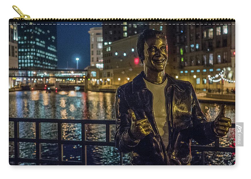 Milwaukee Downtown Zip Pouch featuring the photograph The Fonz by Kristine Hinrichs