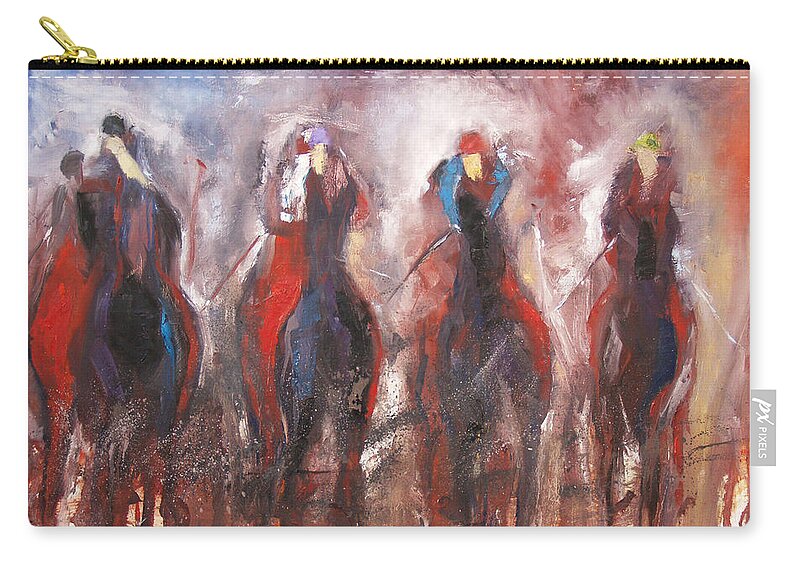 Horse Racing Zip Pouch featuring the painting The Four Horsemen by John Gholson