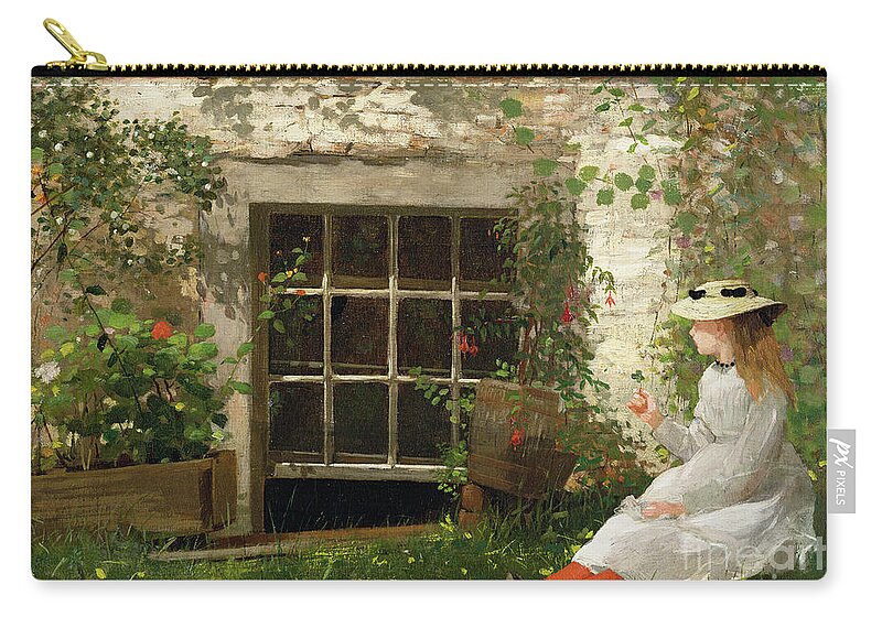 The Zip Pouch featuring the painting The Four Leaf Clover by Winslow Homer