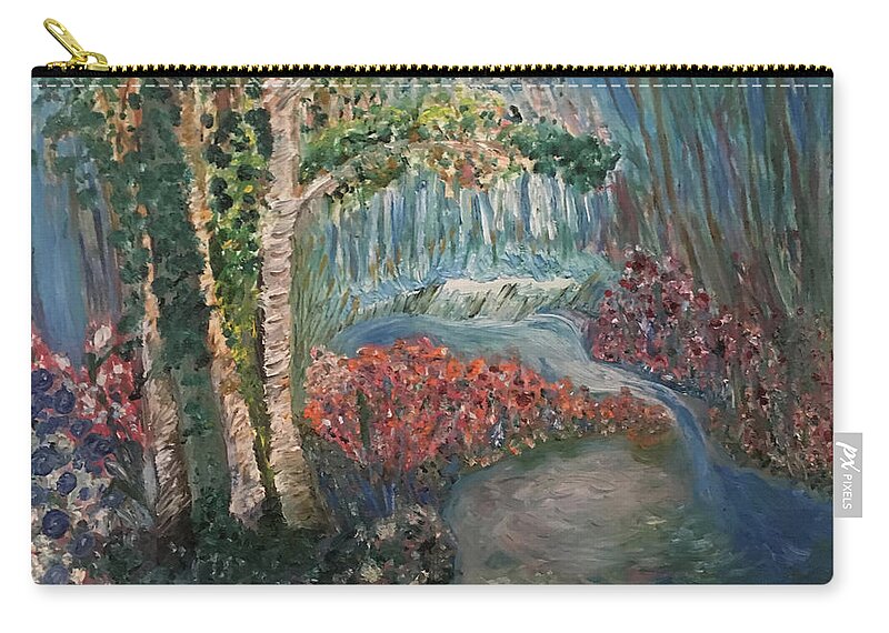 Summer Zip Pouch featuring the painting The Four Seasons of the 3 Birch Trees - Summer by Susan Grunin