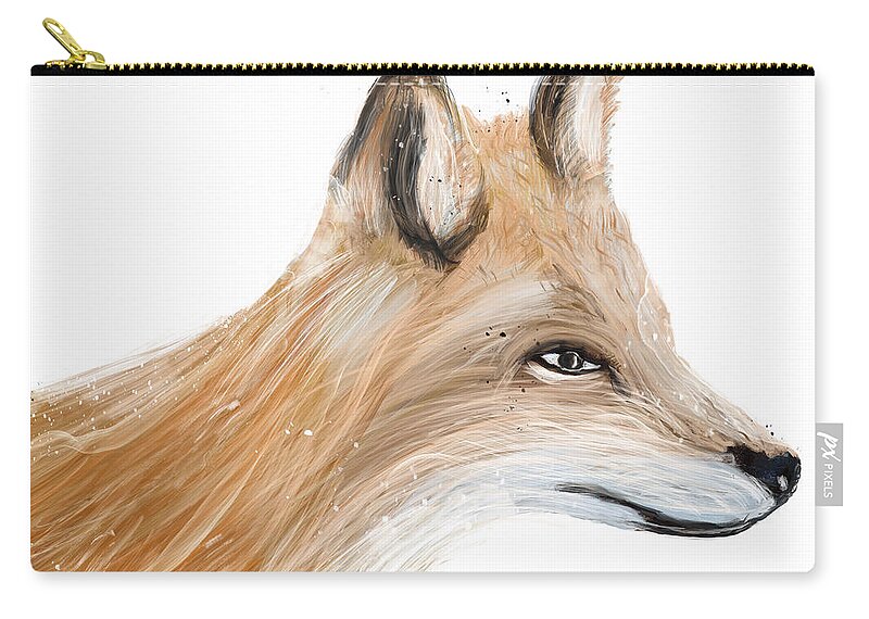 Fox Zip Pouch featuring the painting The Fox by Bri Buckley
