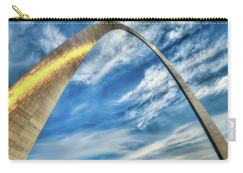 America Zip Pouch featuring the photograph The Gateway Arch of Saint Louis Missouri by Gregory Ballos