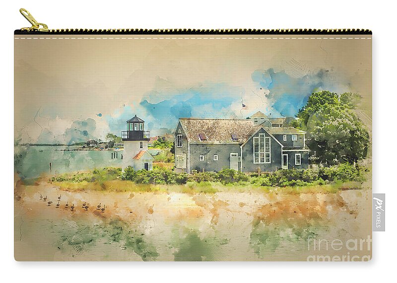 Watercolour Zip Pouch featuring the photograph The Geese Came Too Hyannis by Jack Torcello