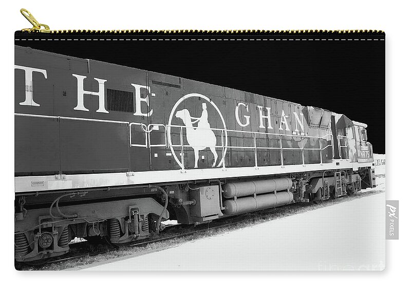 Digital Black And White Photo Zip Pouch featuring the photograph The Ghan BW by Tim Richards