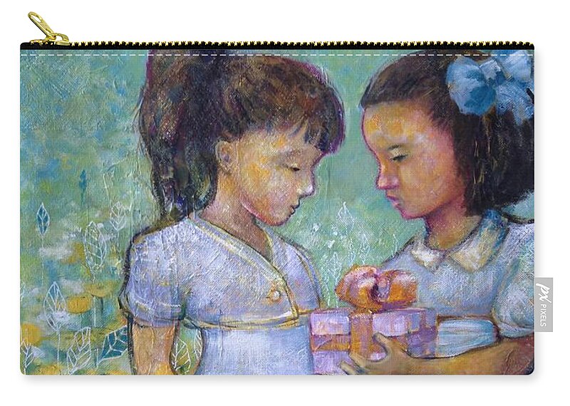 Girls Zip Pouch featuring the painting The Gift by Eleatta Diver