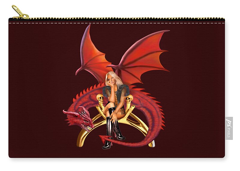 Girl With The Red Dragon Zip Pouch featuring the digital art The Girl With the Red Dragon by Glenn Holbrook
