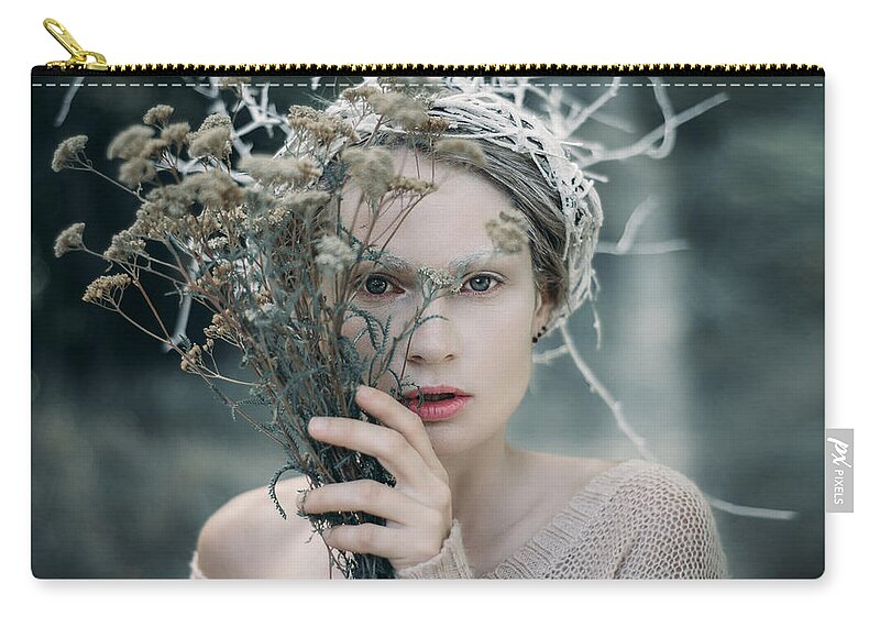 Woman Carry-all Pouch featuring the photograph The Glance. Prickle Tenderness by Inna Mosina