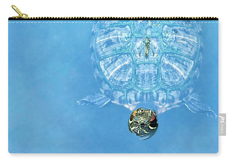 Water Zip Pouch featuring the photograph The Glass Turtle by Dianna Lynn Walker
