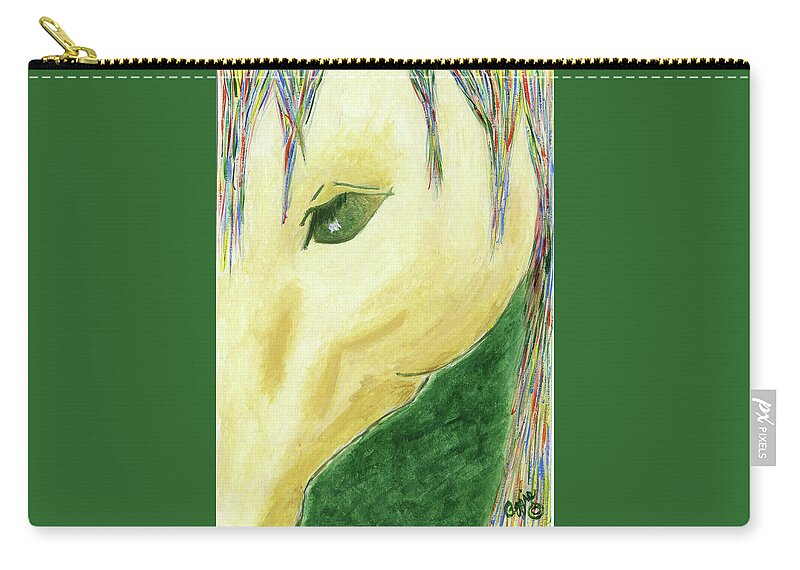 Horse Zip Pouch featuring the painting The Gold Horse by Stephanie Agliano