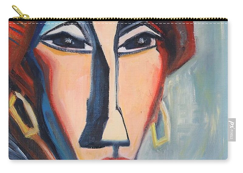 Expressionist Zip Pouch featuring the painting The Golden Earrings by Christel Roelandt