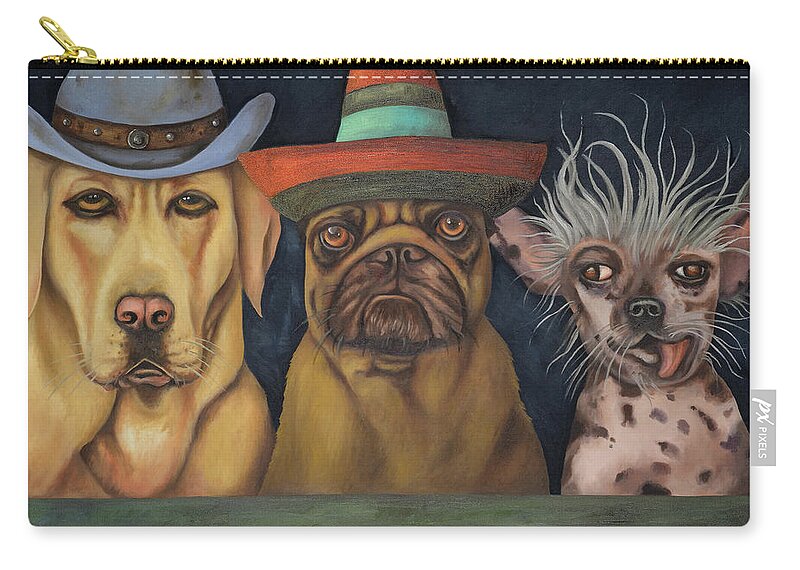 The Good The Bad And The Ugly Zip Pouch featuring the painting The Good,The Bad And The Ugly by Leah Saulnier The Painting Maniac