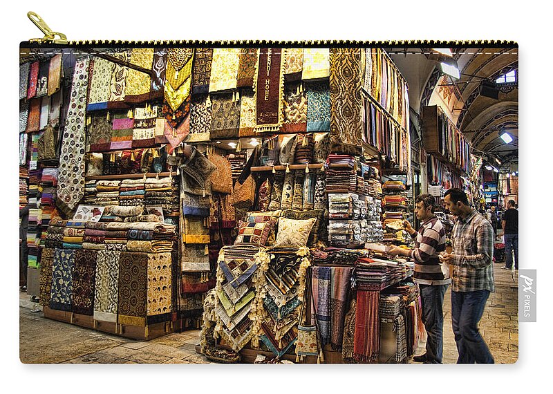 Turkey Zip Pouch featuring the photograph The Grand Bazaar in Istanbul Turkey by David Smith