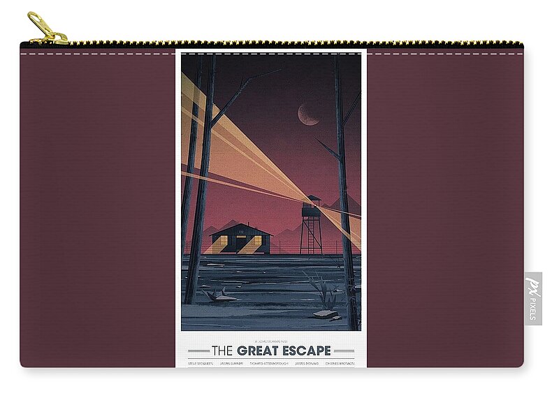 The Great Escape Night Poster 1963 Zip Pouch featuring the photograph The Great Escape night poster 1963 by David Lee Guss