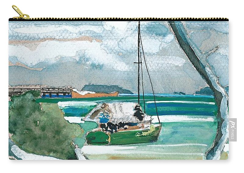 Landscape Australia Zip Pouch featuring the painting The Great Sandy Strait, Fraser Island by Joan Cordell
