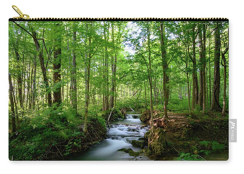 Falling Springs Falls Zip Pouch featuring the photograph The Green Forest by Michael Scott