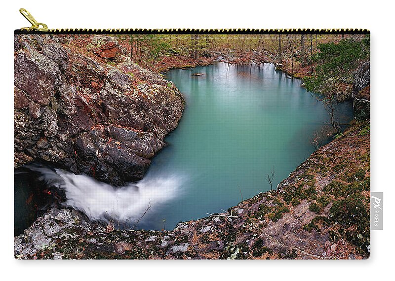 Cascade Zip Pouch featuring the photograph The green pool by Robert Charity