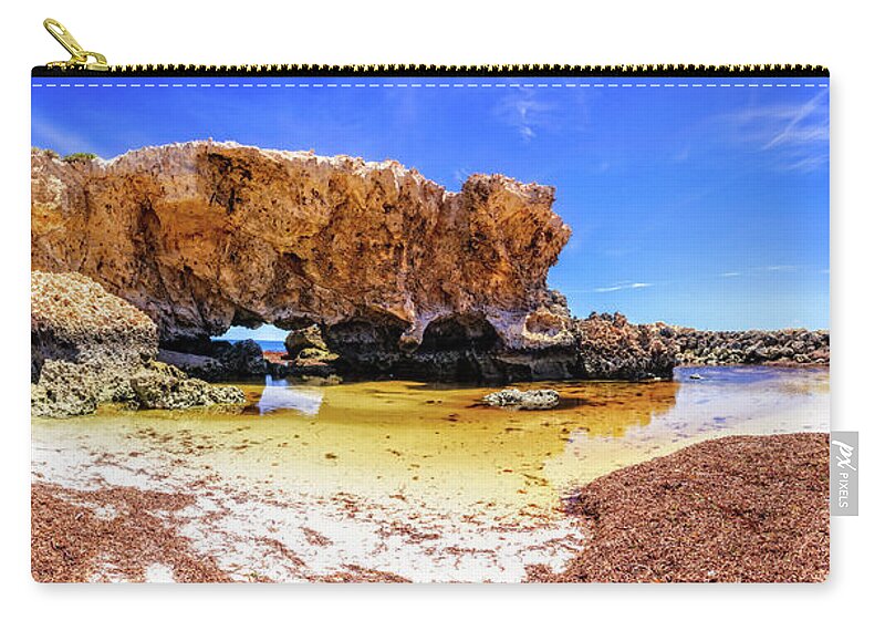 Mad About Wa Zip Pouch featuring the photograph The Guardian, Two Rocks by Dave Catley