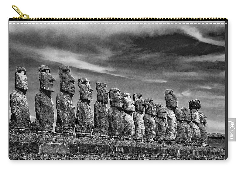 Easter Island Carry-all Pouch featuring the photograph The Guardians - Easter Island by John Roach